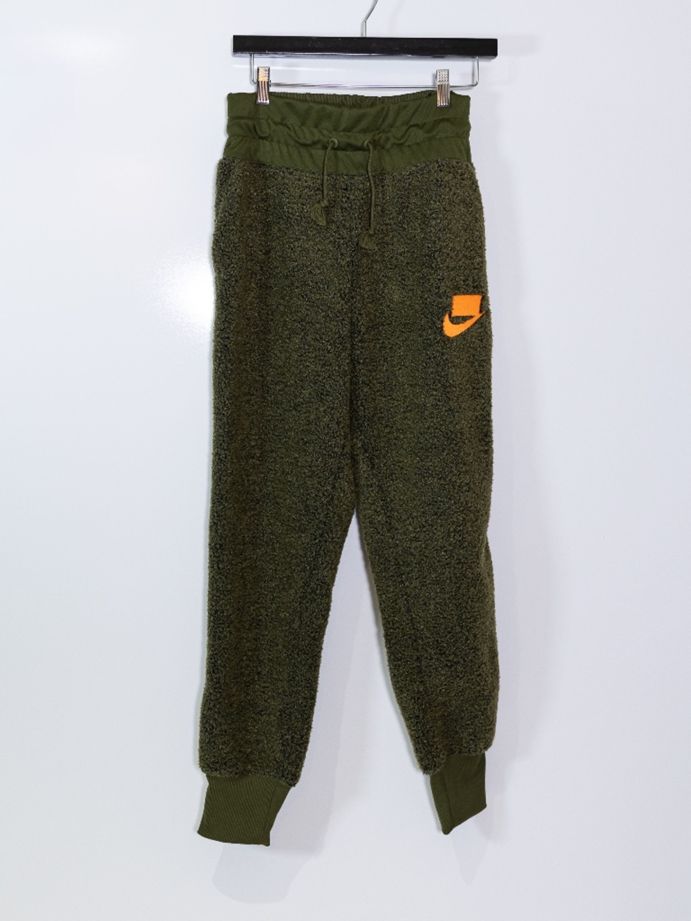 Nike Sportswear Women's NSW Pullover Sherpa Fleece Ankle Joggers Pants Green S